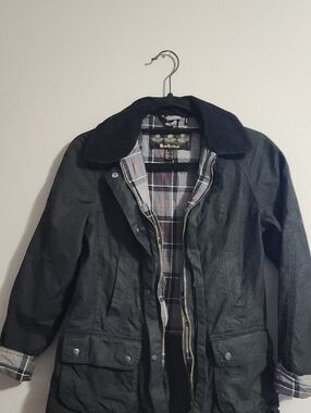 Barbour Black Waxed Field Jacket with Tartan Lining